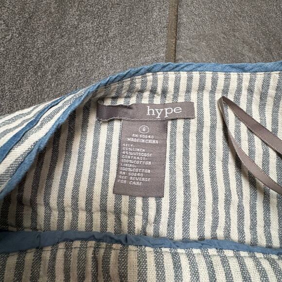 Anthropologie Hype Blue White Stripe Mini Skirt Linen Blend Nautical SZ 6 Spring - Picture 6 of 10